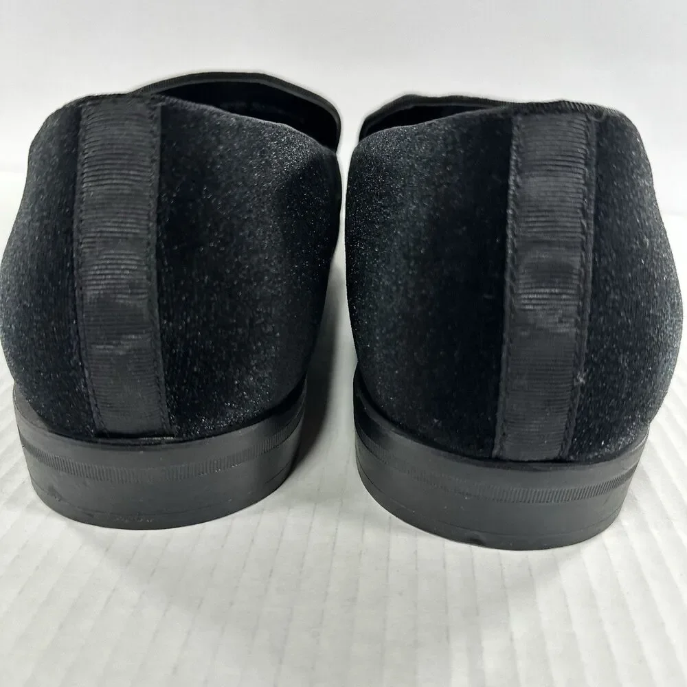 After Midnight Men's Black Velvet Loafers - Rhinestone Band Formal Shoes Size 14